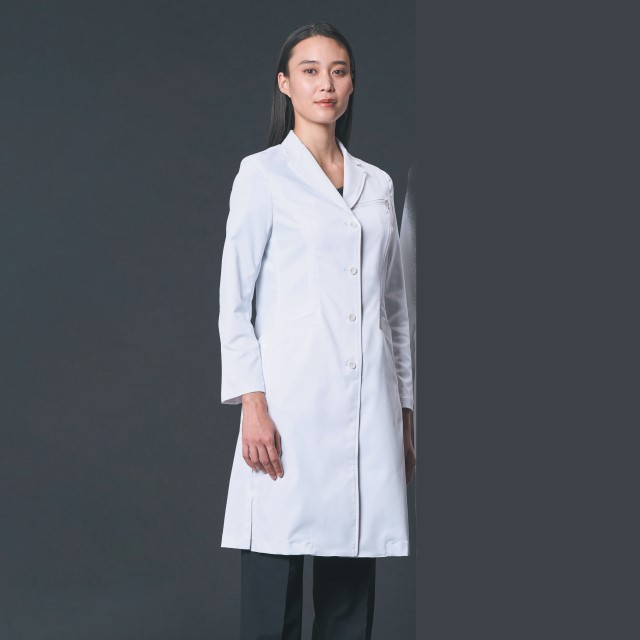 JK111 コシノジュンコ 住商モンブラン 診察衣 シングルボタン 女性用 長袖 制菌加工 ストレッチ 軽量 透け防止 JUNKO KOSHINO 医療用 医者 医師 女医 ドクター レディース レディス ドクターコート