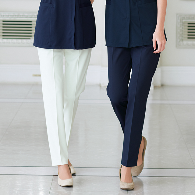 LH6208 ナガイレーベン ナースウェア パンツ 女性用 クロップド丈 テーパードパンツ ノータック 脇ゴム 前ファスナー ポケット 制菌加工 制電 吸水 防汚 透け防止 涼感素材 業務用洗濯可 NAGAILENBEN 医療用 看護師 レディース レディス 女子 ズボン ナースパンツ