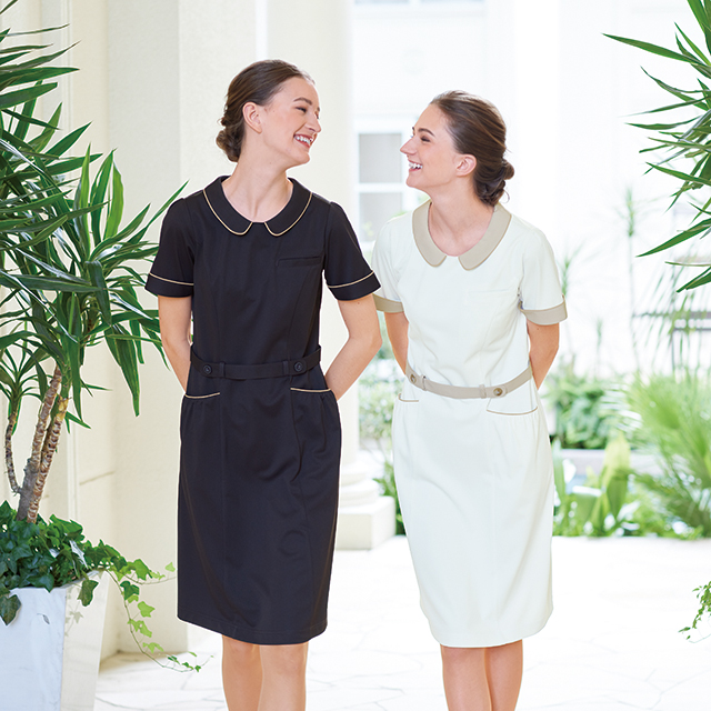 LH6237 ナガイレーベン ナースウェア ワンピース 女性用 半袖 襟付 ポケット 制菌加工 制電 吸水 防汚 透け防止 涼感素材 業務用洗濯可 NAGAILENBEN 医療用 看護師 エステ 受付 レディース レディス 