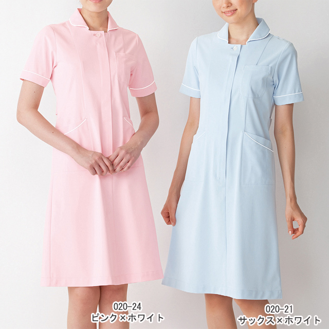 0 カゼン ナースワンピース 女性用 スクエアネック 透け防止 ストレッチ素材 ホワイト ピンク ブルー 医療用 看護師用 ナースウェア 工業洗濯可 制菌 吸汗 制電 防汚 Kazen 看護衣 白衣 ナース服 レディース 白衣ネット本店
