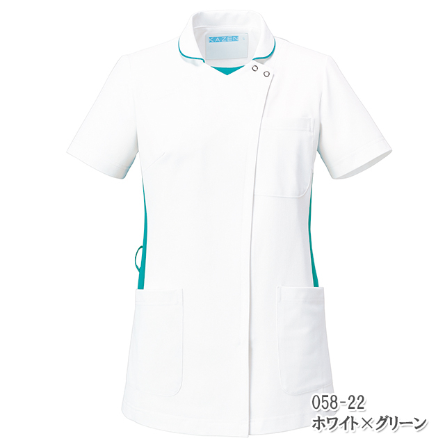 058 カゼン ナースウェア ジャケット 女性用 小ぶりな襟 カラフルな色