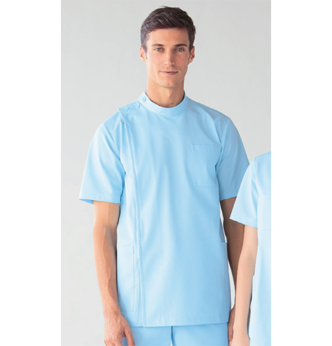 253-10 アプロン 医務衣 メンズ半袖 快適な作業性を追及したケーシースタイル
