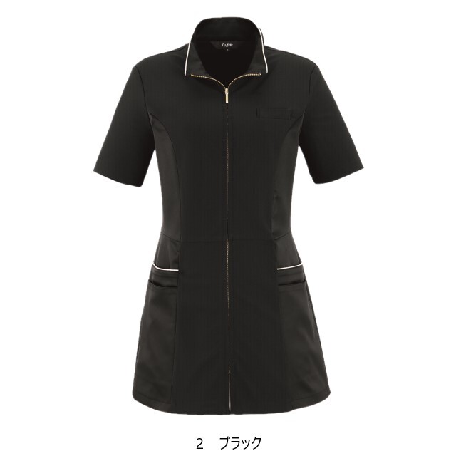 レディース チュニック ジャケット 半袖 ジップジャケット かわいい サロン エステ 美容 医療事務 クリニック ジョア 42055 オフィス 制服 事務服 ユニフォーム 42103 en joie アンジョア ラ・ボーテ チュニック ジャケット レディス