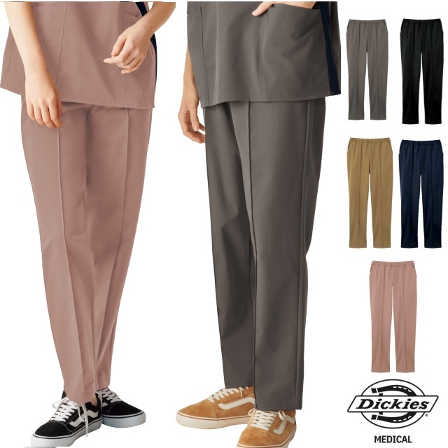 Dickies ディッキーズ メディカルウェア パンツ 男女兼用 5036SC フォーク 動きやすい ストレッチ  ウエストゴム ひも入り センタープレス ピンタック FOLK 医療用 看護師 ナース 医師 ドクター 介護 施設 歯科 リハビリ 理学療法士 接骨院 整体 動物病院