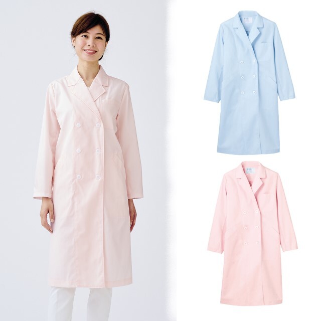 51-013 住商モンブラン 診察衣 ダブルボタン 長袖 女性用 制菌加工