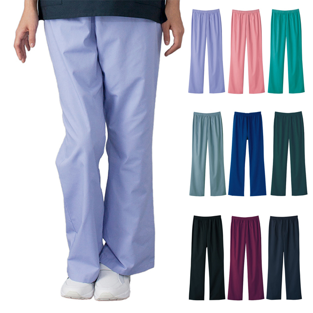 6003SC フォーク ナースウェア パンツ 男女兼用 ストレート 綿混 吸汗