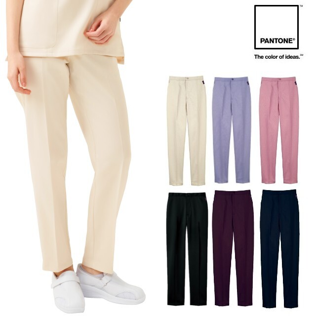 6022SC フォーク  パントン レディス パンツ 女性用 PANTONE テーパード ストレッチ 軽い 前ファスナー 後ろゴム 裏地メッシュ 遮熱 UVカット 防透 速乾 ノーアイロン  FOLK 医療用 医師 看護師 歯科医院 美容外科 エステ 介護施設 整骨院 動物病院 リハビリ 歯科衛生士 白衣