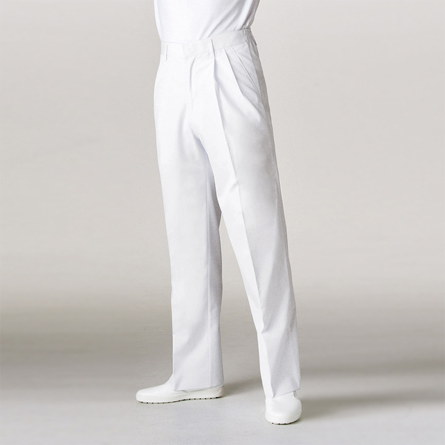 7-655 住商モンブラン ナースウェア パンツ 男性用 ゆったり ツータック 制菌加工 制電 MONTBLANC 医療用 看護師 ナース 医師 ドクター 医者 薬剤師 白衣 メンズ 男子 ナースパンツ ズボン スラックス ホワイト