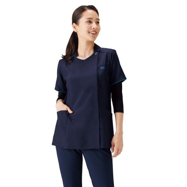 7024SC フォーク ナースウェア スクラブ 襟付き 女性用 制電 吸汗速乾