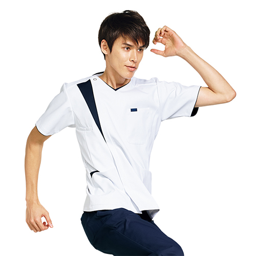 直輸入 スクラブ かっこいい 白衣 ジップ アリオンストレッチ ポリエステル ジップスクラブ リブ仕様 カラフル フォーク メディカル クリニック ナース 病院 医療 看護 介護 半袖 メンズ 男性用 医者 ウェア 7080sc Koukyuukan Css Edu Om