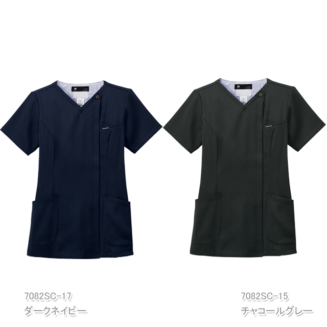 7082SC フォーク 小松マテーレ ナースウェア スクラブ 女性用 半袖
