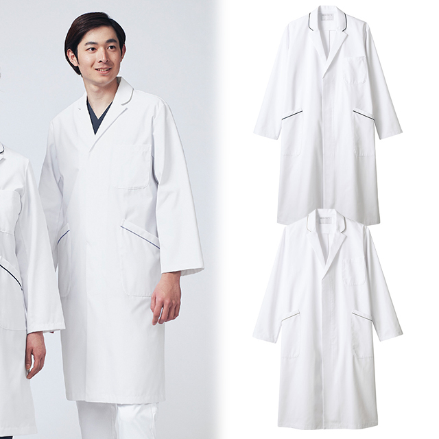 71-690 住商モンブラン 診察衣 シングルボタン 長袖 男性用 制菌 透け