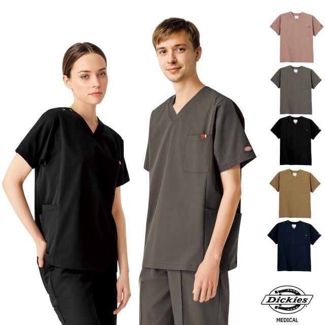 Dickies ディッキーズ メディカルウェア スクラブ 男女兼用 7112SC フォーク 動きやすい ストレッチ 着丈短め 大きなポケットFOLK 医療用 看護師 ナース 医師 ドクター 介護 施設 歯科 リハビリ 理学療法士 接骨院 整体 動物病院