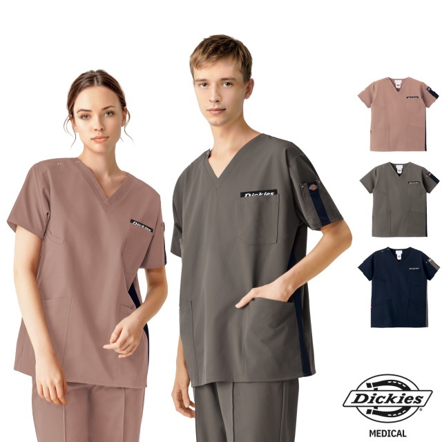 Dickies ディッキーズ メディカルウェア スクラブ 男女兼用 7116SC フォーク 動きやすい ストレッチ ポケットFOLK 医療用 看護師 ナース 医師 ドクター 介護 施設 歯科 リハビリ 理学療法士 接骨院 整体 動物病院