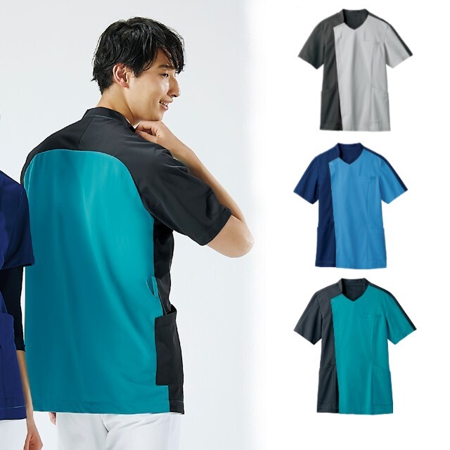 72-1270 住商モンブラン ナースウェア スクラブ 男性用 制菌加工 透け
