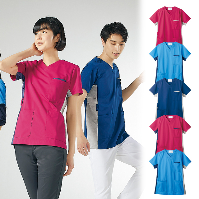 72-912 住商モンブラン ナースウェア スクラブ 男女兼用 半袖 制菌加工