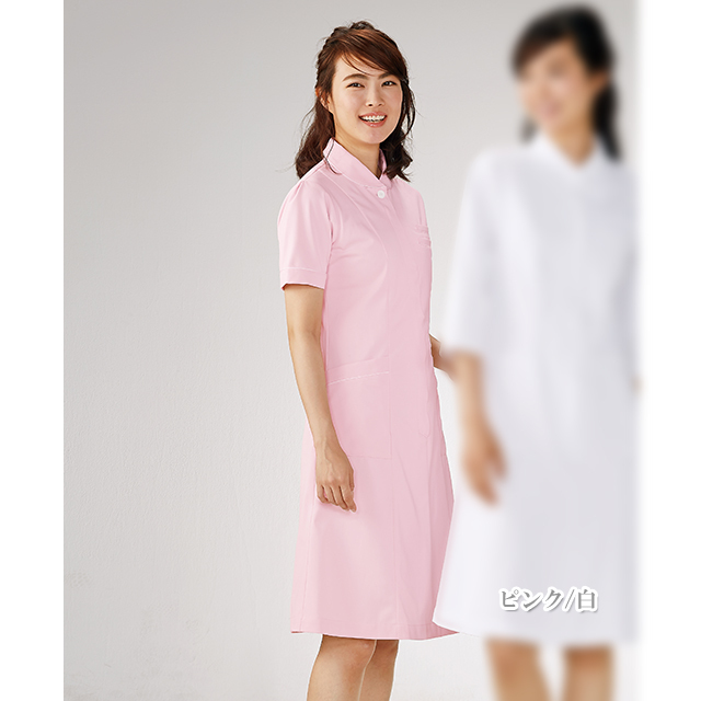 73 16 住商モンブラン ナースウェア ワンピース 女性用 半袖 制菌加工 透け防止 制電 防汚 Phsポケット キーループ Montblanc 医療用 看護師 歯科衛生士 レディース レディス ナース服 白衣 白 白衣ネット本店