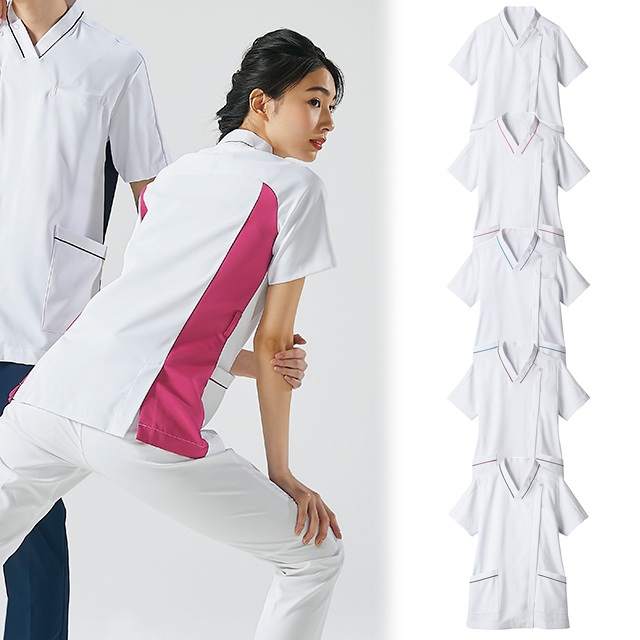 73-2100 住商モンブラン ナースウェア ジャケット 女性用 半袖 制菌加工 透け防止 吸汗 制電 防汚 Vネック ポケット MONTBLANC 医療用 看護師 医者 ドクター 医師 女医 レディース レディス 上衣