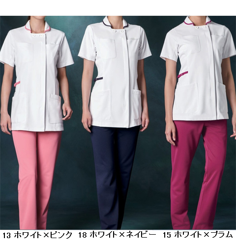 980 カゼン ナースウェア ジャケット 襟付 女性用 半袖 スマホ用