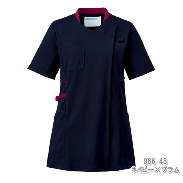986 カゼン ナースウェア スクラブ 女性用 半袖 スマホ用
