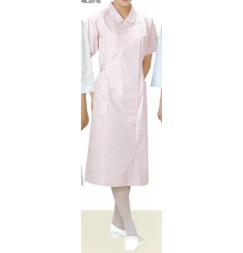 <お買い得>ML222看護衣ステンカラー横掛けファスナー型ラグラン袖(半袖)