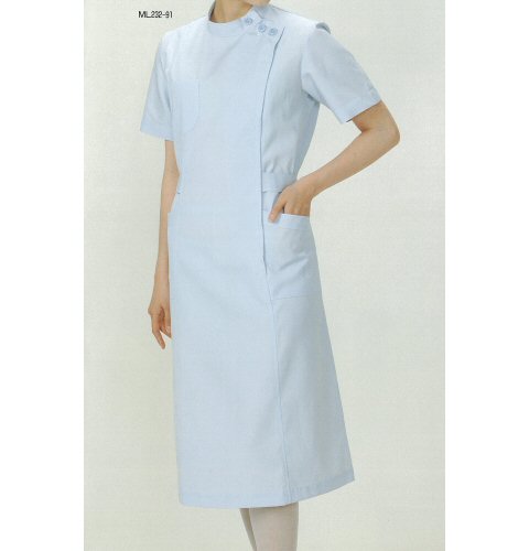 <お買い得>ML232看護衣スタンドカラー横掛けファスナー型(半袖)
