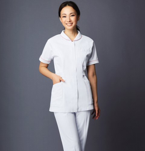 WH10701 自重堂 ホワイセル ナースウェア ジャケット 女性用 半袖 防臭 抗菌 帯電防止 WHIseL JICHODO 医療用 看護師 レディース レディス 女子 上衣 チュニック 白衣 医務衣 ホワイト 白 ピンク ブルー