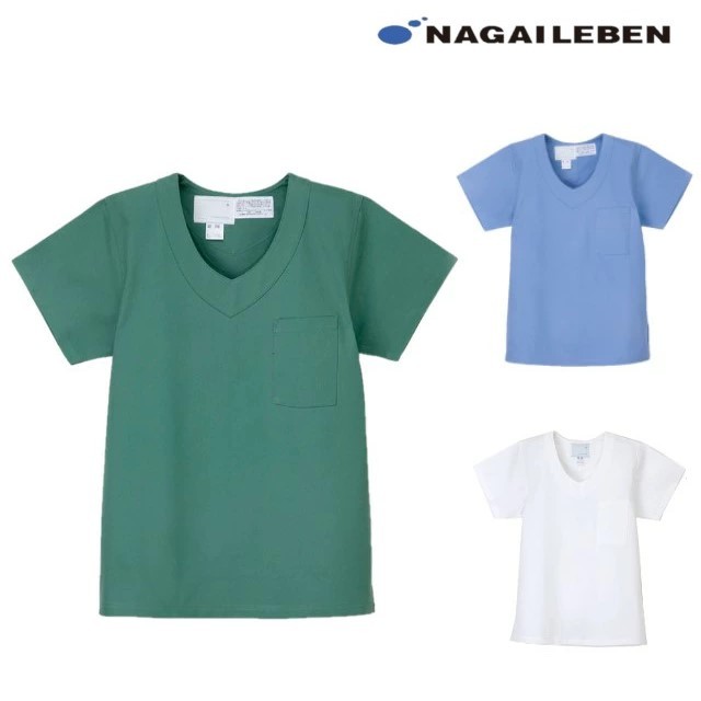 AD316 ナガイレーベン 手術着 スクラブ 男性用 半袖 綿100 制電 吸水 NAGAILEBEN 医療用 ドクター 医師 医者 オペ着 手術衣 ジャケット 上衣 メンズ 男子 白衣 ブルー グリーン