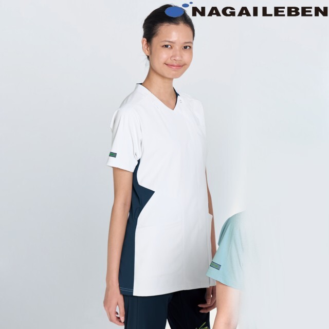 AW5547 ナガイレーベン スクラブ 男女兼用 フロントファスナー 動きやすい 涼しい 接触冷感 ストレッチ  制菌加工 制電 吸水 防汚 大きいサイズ 小さいサイズ NAGAILEBEN 医療用 医師 看護師 薬剤師 介護スタッフ 上衣 医務衣 白衣 病院 医院 クリニック 介護施設 リハビリ