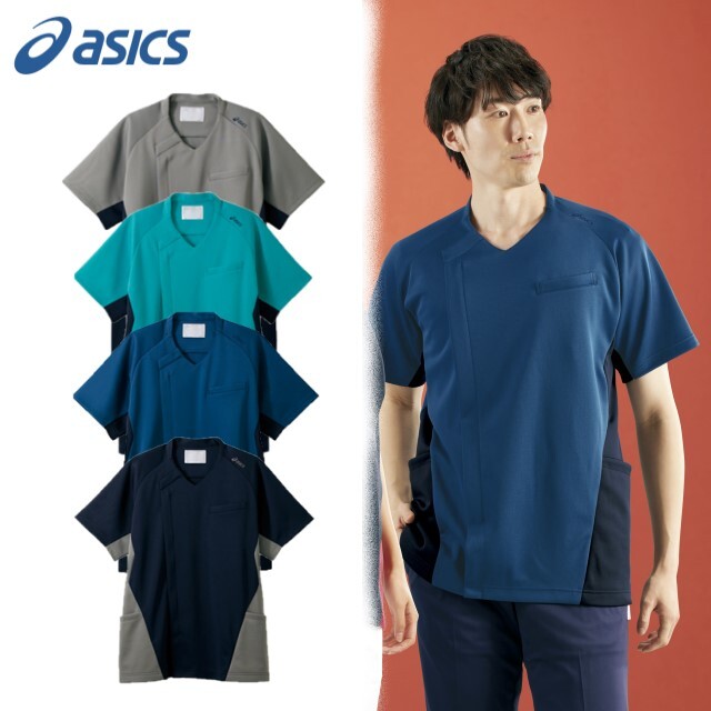 CHM859 住商モンブラン アシックス ナースウェア スクラブ 男性用 半袖