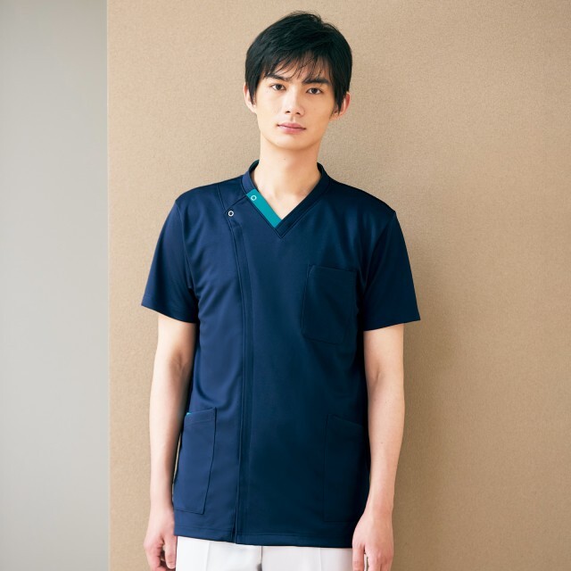 CM312 前開き スクラブ 男女兼用トンボ キラク メディカルウェア