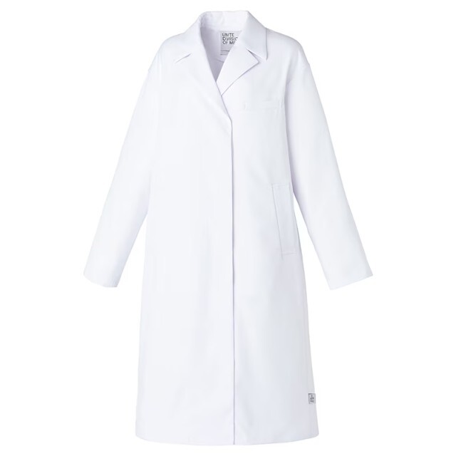 DOM-0009 ドクターコート 長袖 女性用 レディス ロング丈 ゆったり ユナイト チトセ 制電 ストレッチ 制菌 イージーケア ホワイト ネイビー 医療用 白衣 診察衣 ドクター 医師 ナース 看護師 教員 クリニック サロン 歯科 美容 薬剤師 研究機関 大学 学校