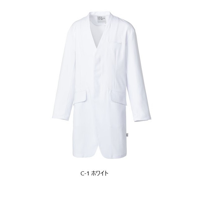 DOM-0010 ドクターコート 長袖 男性用 メンズ ノーカラー オーバー  