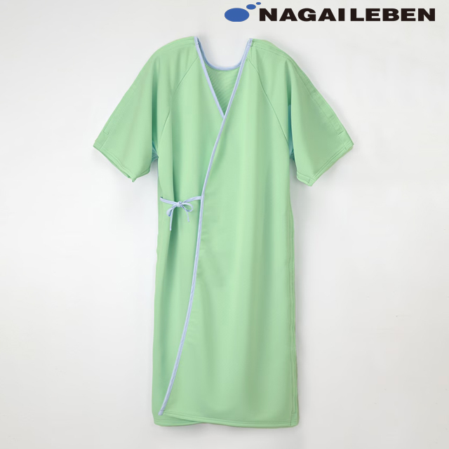 EG315 ナガイレーベン 患者衣 術前術後衣 男女兼用 吸水効果 NAGAILEBEN 医療用 検診 検査 健康診断 検診衣 術前ウェア 術後ウェア 手術 オペ 病院 ユニセックス グリーン 緑