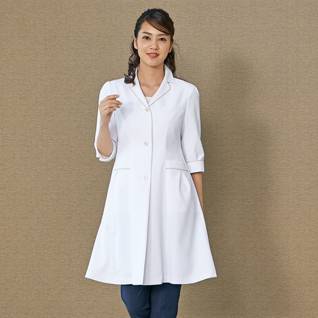 EN121 住商モンブラン 診察衣 シングルボタン 女性用 七分袖 制菌加工