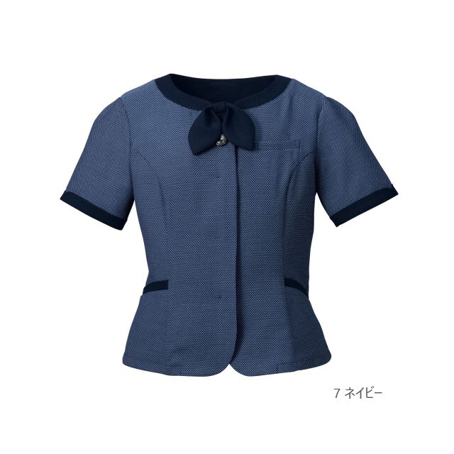 FB71381 nuovo オフィスウェア オーバーブラウス 半袖 前ファスナー