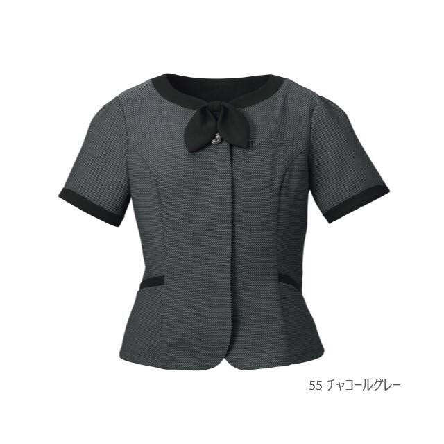FB71381 nuovo オフィスウェア オーバーブラウス 半袖 前ファスナー
