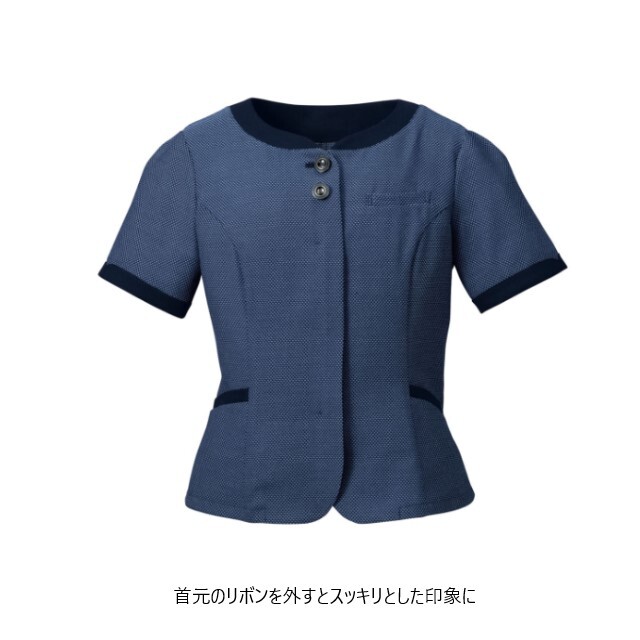 FB71381 nuovo オフィスウェア オーバーブラウス 半袖 前ファスナー