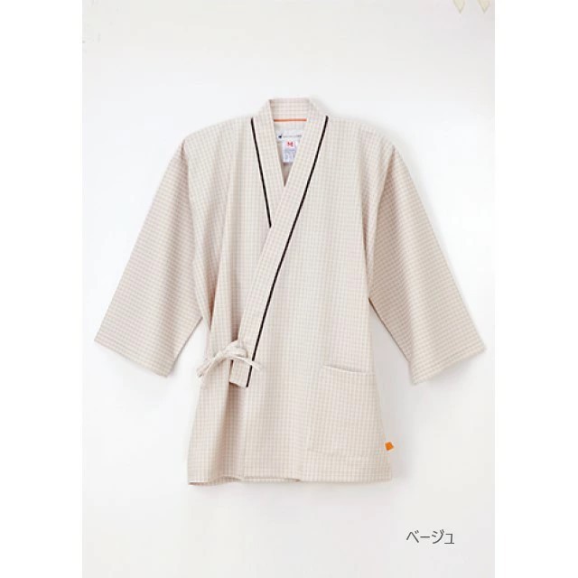 ２枚入り　ナガイリーベン　患者衣ゆかた型　ベージュ 男女兼用患者衣（ゆかた型）[ナガイレーベン製品] RG-1450｜THS