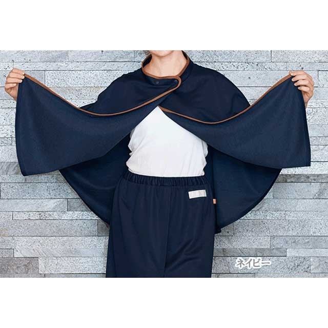 白衣ネット 本店【FK1480 女性用 検診ケープ ネイビー ナガイレーベン