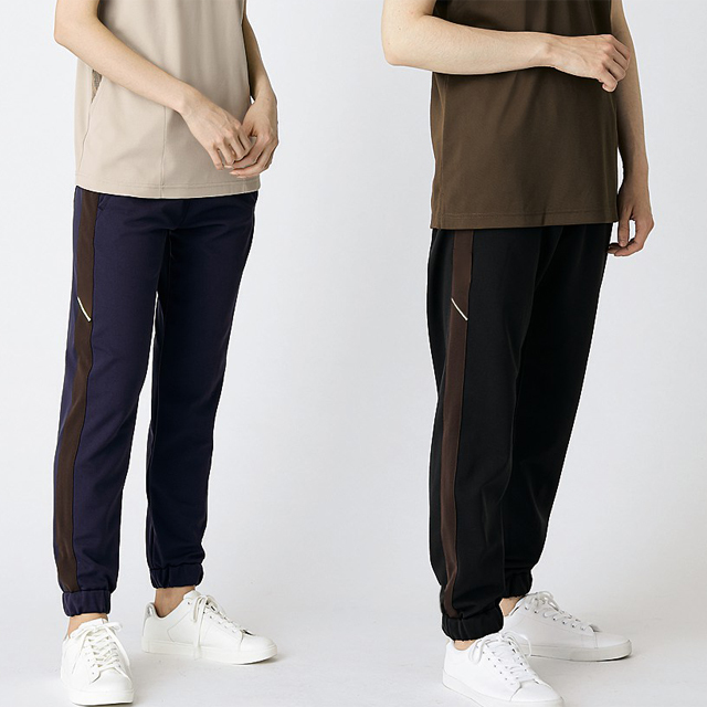 FP7413 住商モンブラン 介護 腰ケアパンツ (ベルト別売) ジャージタイプ ジョガーパンツ 吸汗速乾 制電 ストレッチ ポケット付き MONTBLANC 医療用 看護師 ナース ユニセックス ズボン スラックス 紺 