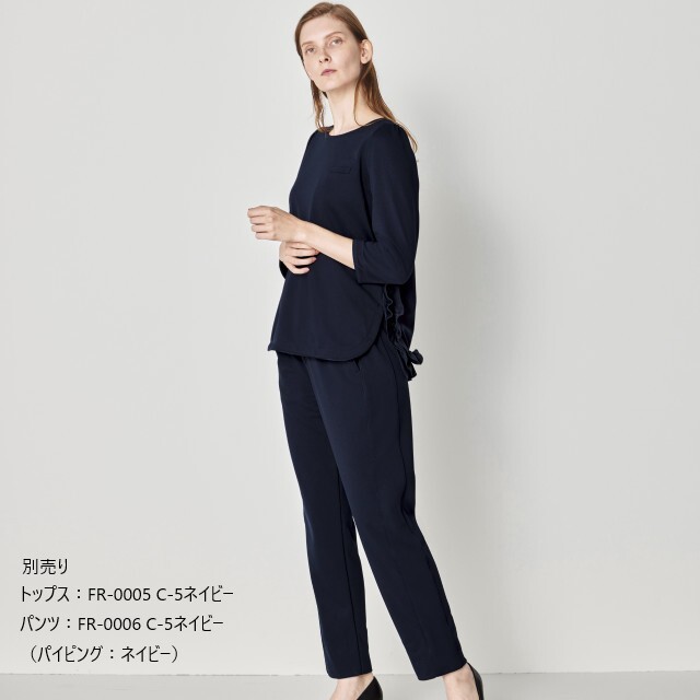 FR-0005 ナースウェア フリル トップス 七分袖 女性用 後ろファスナー