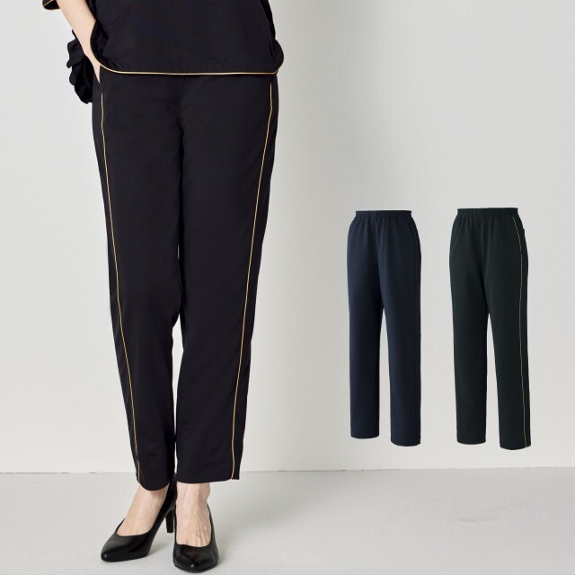 FR-0006 ナースウェア パンツ 女性用 ジャージ素材 ウエストゴム ひも入り フォロレゾン UNITE ユナイト チトセ 制菌 ストレッチ イージーケア 医療用 白衣 ナース 看護師 受付 事務 エステ クリニック サロン 歯科 美容 小児科 婦人科 薬剤師 ネイビー ブラック