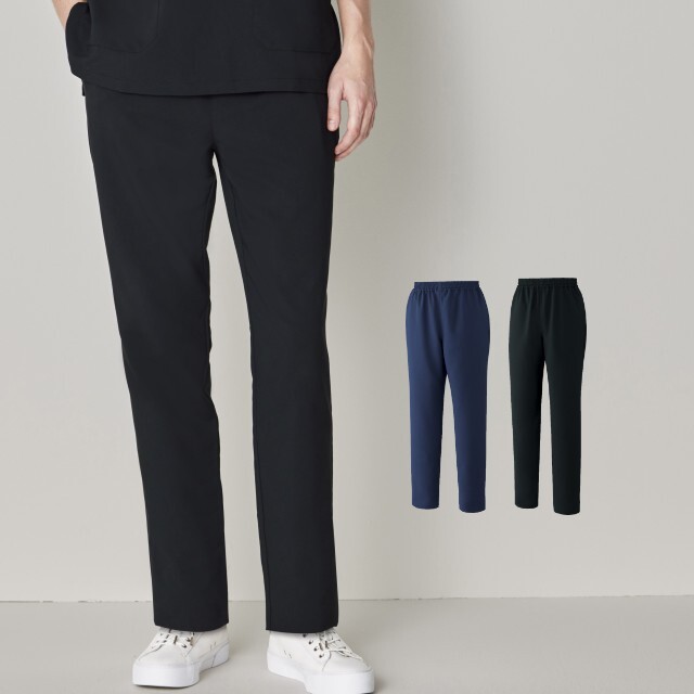 FR-0009 ナースウェア スクラブ パンツ 男女兼用 美シルエット ウエストゴム ひも入り フォロレゾン UNITE ユナイト チトセ 制菌 制電 ストレッチ 工業洗濯対応 シワになりにくい 医療用 白衣 ナース 看護師 エステ クリニック サロン 歯科 小児科 薬剤師 ネイビー ブラック