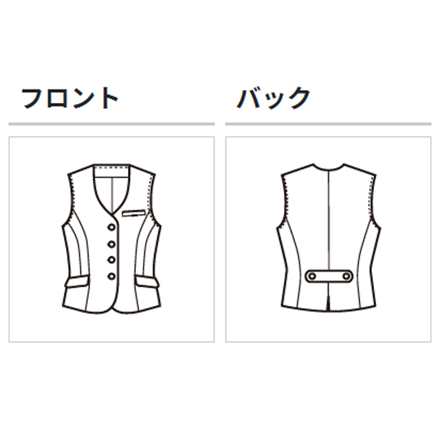 FV35900 フォーク オフィスウェア ベスト チェック柄 女性用