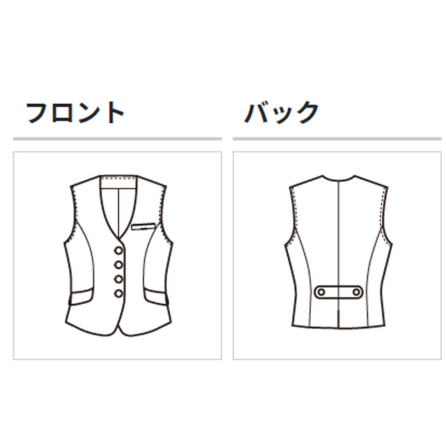 FV35910 フォーク オフィスウェア ベスト チェック柄 女性用