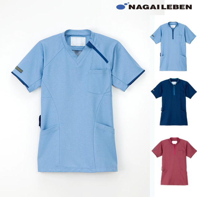 JM3177 ナガイレーベン 介護ウェア ニットシャツ 男女兼用 制電 吸水 防汚 ポケット NAGAILEBEN 医療用 看護師 ナースウェア ユニセックス ジャケット 白衣 上衣 医務衣