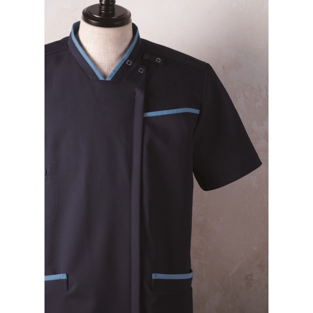KZN705 カゼン ナースウェア スクラブ ジャケット 男女兼用 半袖 工業