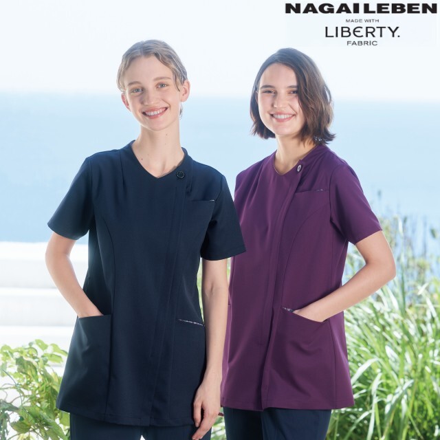 LBC4352 LIBERTY リバティプリント スクラブ 女性用 ナガイレーベン ドクターウェア ナースウェア レディス 女子 フロントファスナー 軽量 ストレッチ 接触冷感 制菌加工 制電 吸水 防汚 NAGAILEBEN 医療用 医師 看護師 上衣 医務衣 白衣 病院 クリニック