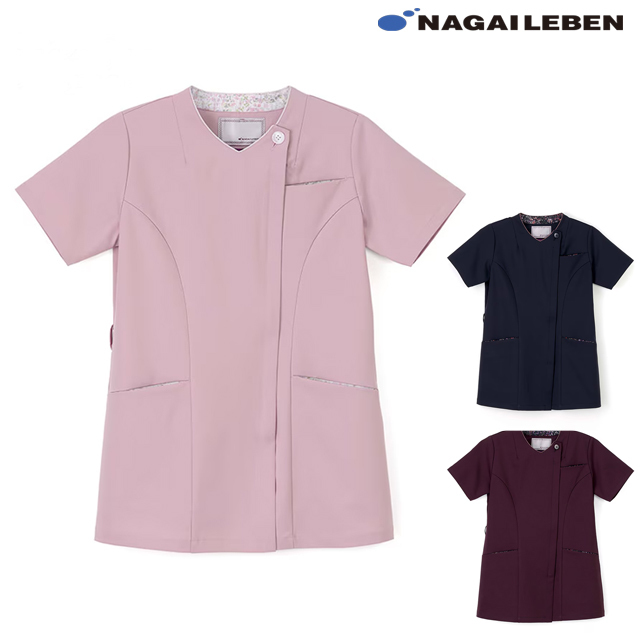 LBC4352 LIBERTY リバティプリント スクラブ 女性用 ナガイレーベン ドクターウェア ナースウェア レディス 女子 フロントファスナー 軽量 ストレッチ 接触冷感 制菌加工 制電 吸水 防汚 NAGAILEBEN 医療用 医師 看護師 上衣 医務衣 白衣 病院 クリニック